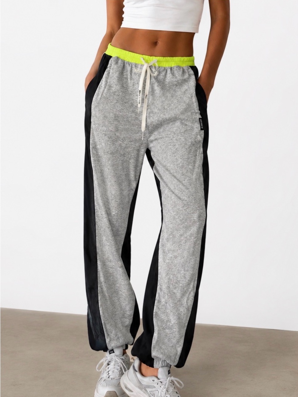 P.E Nation Original Track Pant Joggers XS TP Black Yellow Colorblock Athleisure